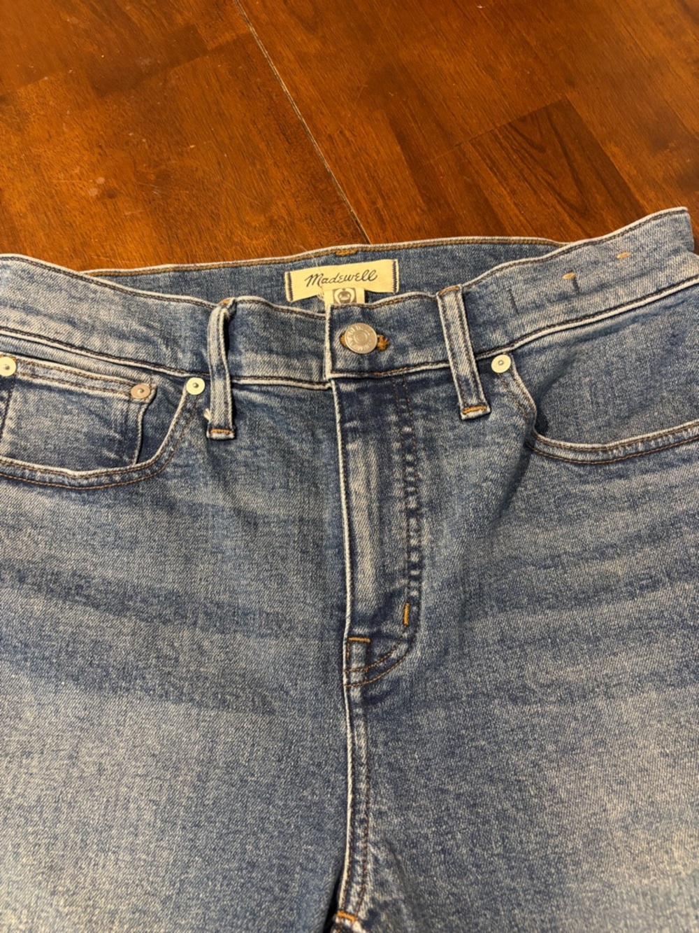 Madewell Blue Flare Jeans - Mid Wash - Picture 3 of 5